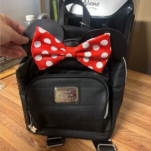 Disney Black Backpack with Red and White Bow